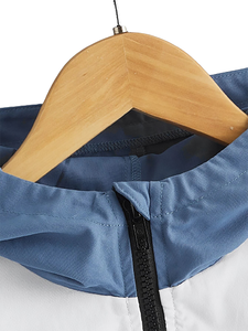 เสื้อฮู้ดมีซิปคอกลมสำหรับผู้ชายเสื้อออกกำลังกายฟิตเนสแบบเย็บปะติดมีซิปคอกลมสำหรับใส่ให้ความอบอุ่นในฤดูหนาว - Product Image 3