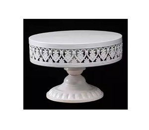 Soporte redondo de lujo para postres blancos, cuentas de cristal, Pedestal de Metal, exhibición de pasteles, soporte para pasteles, centro de mesa para decoración de fiesta de boda - Product Image 1