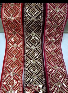 Adorno de encaje bordado floral colorido hecho a medida para vestidos de alta costura Sarees acentos de decoración del hogar - Product Image 6