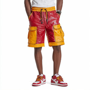 Streetwear Cargo <b>Shorts</b> <b>Men</b> Fashionable Printed <b>Leather</b> <b>Shorts</b> <b>Mens</b> Drawstring Waist PU <b>Leather</b> <b>Shorts</b> <b>Men's</b> - Product Image 1