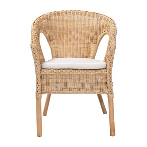 Handwoven Rattan Dining Chair Natural Wicker Chair With <b>Cushion</b> for Indoor and Outdoor Use - Product Image 2