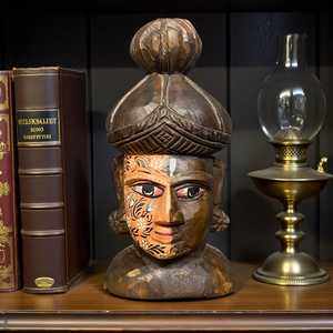 Cabeza de Buda de Madera Pintada a Mano con Diseño Tradicional, Proceso de Retrato Hecho a Mano - Product Image 3