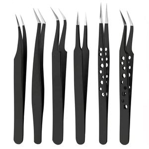 Pince à épiler professionnelle en acier inoxydable de haute qualité pointes de fibres multicolores pour applicateur de beauté d'extension de cils Volume - Product Image 2