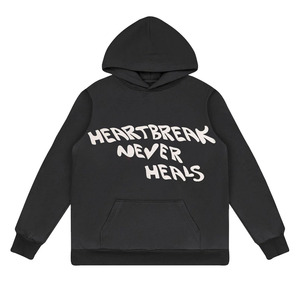 Qualité supérieure Hommes Gris Épaule tombante 3D Foam Puff Imprimé Pull Hoodies À Vendre En Vrac Respirant Logo Personnalisé Hoodies - Product Image 4