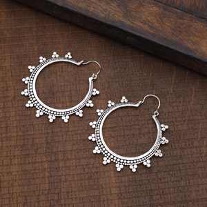 Exclusive Trendy 925 Sterling Silver Mandala Earrings Women's Sun Rays Hoop Jewelry for Parties Fine Fashionable <b>Wedding</b> Gift - Product Image 2