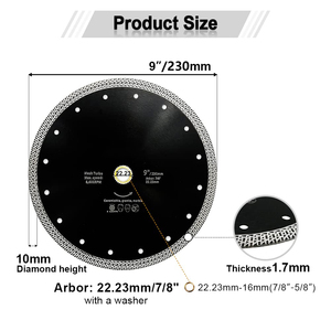 Disque de scie de meulage de lame de diamant turbo de maille de 9 pouces 230mm pour la brique de carreau de céramique de marbre de granit - Product Image 2