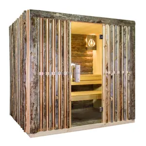 Kelo Polar Pine Finished Sauna Cabin untuk SPA dan Rumah TURKU Panel Kayu Solid Ramah Lingkungan