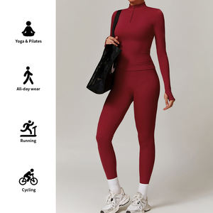 Ropa de alta calidad Pilates Gym Apparel 2 piezas Activewear Buttery Soft Athleisure Wear Conjuntos de Yoga de manga larga para mujeres - Product Image 1