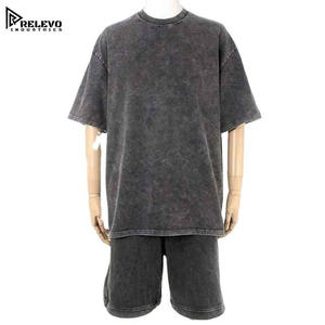 Conjuntos de Shorts para Hombre de Color Sólido, Lavado Ácido, Hechos en Fábrica, Baratos, de Bajo Precio, Nuevos Conjuntos de Shorts de Verano de Dos Piezas Personalizados para Hombre - Product Image 5