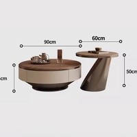 Table basse ronde attrayante, résistante aux taches et facile d'entretien, en bois pour salon