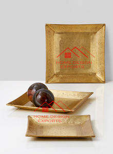 ถาดเสิร์ฟอาหารและเครื่องดื่มสุดหรูพร้อมที่จับดีไซน์ทุบสีทอง - Product Image 5