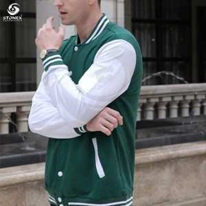 Veste d'hiver matelassée brodée personnalisée pour hommes Style baseball universitaire avec manches en cuir Letterman Design - Product Image 2