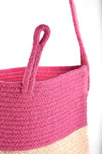 Sac bandoulière en jute rose, style bohème, couleur unie, écologique, sac messager pour femme, usage quotidien estival - Product Image 4