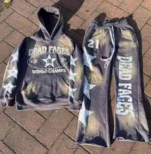 ชุดวอร์มผ้าฟลีซสำหรับผู้ชายชุดวอร์มผ้าฟลีคันกรดซักเสื้อผ้าตามสั่งแนวสตรีทผ้าคอตตอน450 100% - Product Image 2