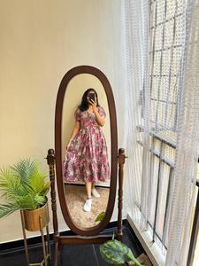 Vestido largo con gradas Earthy Elegance con estampado cultural y mangas abullonadas para el estilo de verano y fin de semana - Product Image 3