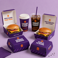 Boîte à frites jetable en papier pour emporter, emballage alimentaire personnalisé pour ailes de poulet, boîtes à hamburgers, conteneur pour plats à emporter rapides