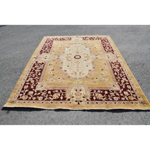 Alfombra turca Vintage de área grande estilo Kilim clásico amarillo rojo patrón de retazos 7,8X9,7 pies Material de lana látex para habitación de pasillo - Product Image 1