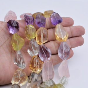 Gemas Prismáticas Mixtas Multicolor Facetadas, 4 Hilos, Naturales, 14x20-20x33mm, para la Elaboración de Joyería Fina - Product Image 3