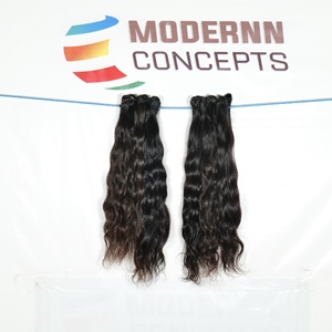 Barato Virgen Remy 100% cutícula alineada templo indio extensiones de cabello humano máquina doble trama ondulado textura Color negro - Product Image 4