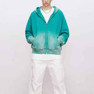 Meilleur sweat à capuche zippé surdimensionné personnalisé en gros pour l'hiver, pour femmes et hommes, en polaire épaisse, respirant, séchage rapide, avec poche, uni, teint, personnalisable - Product Image 4