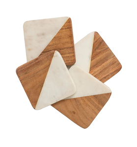 Sous-verre en bois d'acacia et marbre sous-verre pour tasses à thé carré rond pour boissons artisanat sous-verre de qualité supérieure - Product Image 1