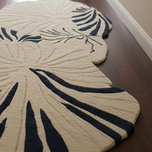 Alfombra de Lana Hecha a Mano con Forma de Hoja Irregular de Lujo Personalizada para Decoración de Sala de Estar Moderna, Respaldo de Látex, Regalo de Año Nuevo - Product Image 3