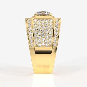 Anillo de Oro Amarillo de 18K para Hombre con Diamante Cultivado en Laboratorio, Corte Estrella Completa, Bañado en Rodio, para Uso Diario, Oro Puro - Product Image 4