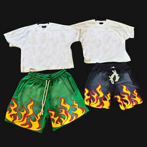 Ensemble de 2 pièces de shorts de fitness pour hommes 100% coton avec impression graphique personnalisée vêtements t-shirts personnalisés shorts pour hommes - Product Image 2