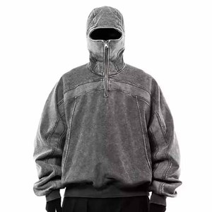 Sudaderas con capucha ajustadas de algodón y poliéster para mujer, sudaderas con capucha de punto, traje de pareja de colaboración, chaqueta de moda súper Popular, lavado ácido informal - Product Image 1