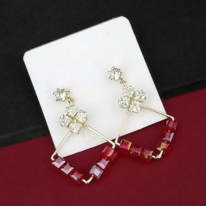 Urthn AD Trendy Religious Classic Copper Brass Quartz <b>Pearl</b> Diamond Main Stone <b>Drop</b> <b>Earrings</b> Gold Plated Fashion Dangle 1315830B - Product Image 1