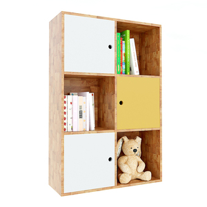 KS68111 Étagère à 3 niveaux en bois de caoutchouc et plastique, design moderne, 120 cm, type autoportant, organisateur pour chambre d'enfant et bureau, pour salon - Product Image 1