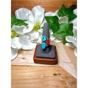 Navajo Handmade Turquoise Gemstone <b>Ring</b> Multi-Bezel Set Stone Size 9 <b>Statement</b> Sterling <b>Silver</b> Everyday Wear Fine Jewelry - Product Image 1