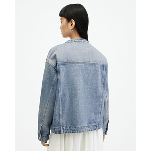 Veste denim personnalisée en toile de coton épaisse, décontractée et lavée à l'acide, poches zippées, boutons teints pour l'hiver pour hommes et femmes - Product Image 6