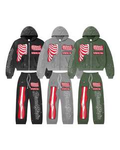 Winter Unisex Vintage Acid Wash Solid Stand Collar Polyester/Cotton Breathable Windproof Fleece 2 1 <b>Tracksuit</b> Custom Logo - Product Image 1
