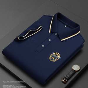 T-shirts de golf d'affaires à manches courtes de haute qualité pour hommes, polos d'été brodés en tissu polyester et boutons plus respirants - Product Image 2
