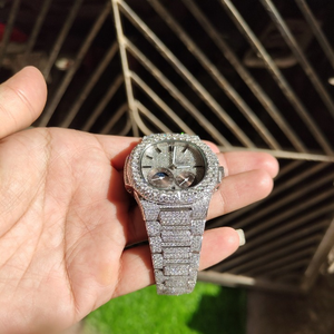 Reloj Mecánico Cronógrafo Cuadrado de Acero Inoxidable Estilo Antiguo para Negocios, Ancho de Correa, Cristal con Diamantes Moissanite VVS, Estilo Hip Hop - Product Image 4