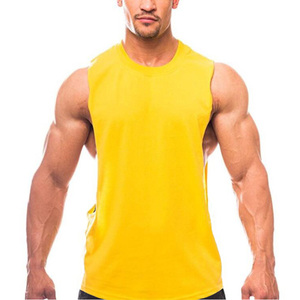 T-shirt de sport basique pour homme, grande taille, débardeur de musculation, débardeur de fitness personnalisé avec motif de logo, tissu tricoté - Product Image 6