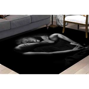 Alfombra con Estampado de León y Mujer: Alfombras Únicas con Diseño de León para Lofts Modernos, con Pelo Suave - Product Image 4