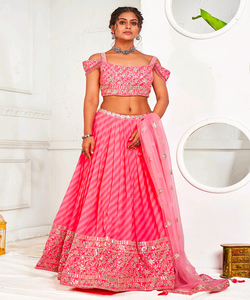 Fancy Rayon Mirror Work Ropa de boda de las mujeres indias Tela de tafetán semicosida Lehenga Choli Dupatta Party Salwar Girls - Product Image 1