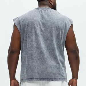 เสื้อยืดคอตตอนพิมพ์ลาย 270GSM แบบกำหนดเอง เสื้อกล้ามผู้ชายทรงเข้ารูป ซักย้อมสีแบบแอซิด เสื้อยืดเปล่าเรียบๆ คุณภาพพรีเมียม เสื้อผ้าลำลองแนวสตรีทแวร์ - Product Image 3