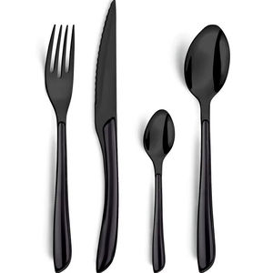 Professional Black Stainless Steel <b>Flatware</b> for Restaurant Eco-Friendly Mirror Finished Silverware for Hotel & Catering Supplies - Product Image 1