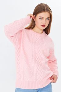 Suéter de punto con cuello redondo para mujer, cálido, cómodo y elegante, suéter tejido con pelo, suéter estampado, servicio ODM/OEM - Product Image 6