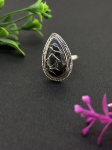Wholesale Vintage Bezel Setting Natural Buffalo Turquoise Pear Shape Cabochon Cut Gemstone Pure 925 Sterling Silver <b>Fine</b> <b>Rings</b> - Product Image 3