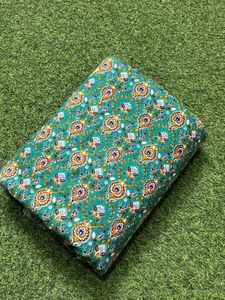 100% pur coton tricoté tissu main bloc imprimé paon bleu et jaune Floral pour coudre des robes et des rideaux de courtepointe pour les filles - Product Image 3