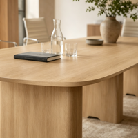 Table de conférence ovale moderne en bois avec chaises, ensemble de table de réunion de bureau pour 6 à 8 personnes, mobilier de salle de réunion
