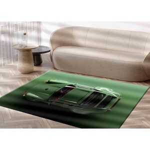 Alfombra con Efecto 3D de Auto Verde: Decoración para Salón, Apta para Mascotas, con Pelo Suave - Product Image 3