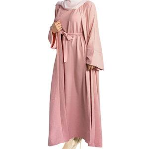 Abaya nuevo diseño Eid Dubai islámico elegante modesto personalizado mujeres musulmán vestido Simple gasa abierta Kaftan - Product Image 2