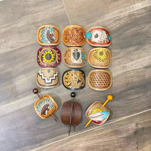 Handmade Genuine Leather <b>Hair</b> Stick Barrette with <b>Flower</b> Design Multiple Designs <b>Hair</b> Pin with Wood Stick Women <b>Hair</b> Slides - Product Image 5