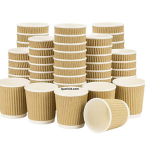 100% gobelets en papier ondulés jetables boissons chaudes/froides vaisselle 4oz/6oz/9oz/12oz/16oz kits de fournitures de fête jetables fêtes - Product Image 1