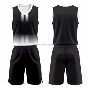 Ensemble de shorts de basket-ball sublimés numériques à séchage rapide pour hommes et taille plus, uniforme de basket-ball à col en V avec design OEM - Product Image 1